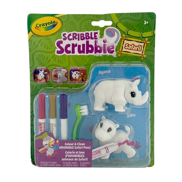 Crayola Scribble Scrubbie Safari Pet Colour and Clean Toys: Ayana & Biko - Picture 1 of 3
